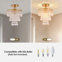 Lustre en cristal chromé de luxe, petit, à intensité variable, avec télécommande, à montage en surface, pour chambre à coucher, salon, cuisine