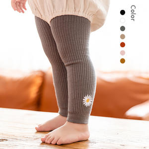 Pantalones Cortos de Bebé con Doble Costura y Cintura Elástica, <span class=keywords><strong>Calcetines</strong></span> con Bordado de Margaritas Pequeñas, Transpirables, para Otoño - Product Image 4
