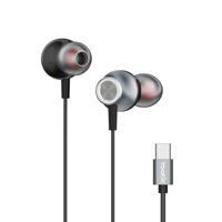 Earphone Stereo tipe-c berkabel, earphone anti air Semi In-Ear dengan Mic kontrol Play/Pause untuk ponsel dan game