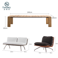 Ensemble de table à manger d'extérieur simple nordique ensemble de meubles de patio rustiques ensemble de table à manger en bois de teck