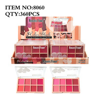 Palette de fard à joues compacte 8 teintes, poudre ultra fine et soyeuse, pour un éclat naturel des joues, idéale pour un usage quotidien et le maquillage de mariée