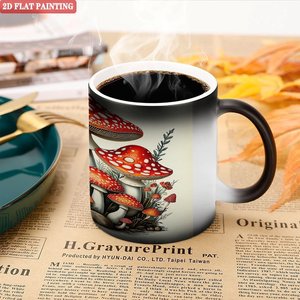 Frosted Black 11oz <b>Ceramic</b> Mug Heat Activated Drinking <b>Cup</b> Indoor Outdoor Use - Product Image 5