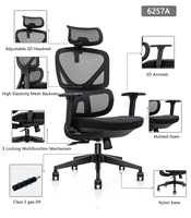 Chaise de bureau ergonomique en maille à dossier haut avec appui-tête, pivotante et moderne