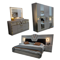 Ensembles de meubles de chambre à coucher modernes et luxueux en bois, avec lit double queen size en cuir, pour chambre principale, à prix abordable