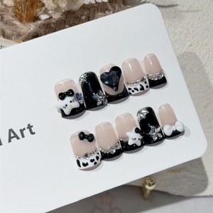 <span class=keywords><strong>Uñas</strong></span> Postizas Acrílicas Elegantes con Diseño <span class=keywords><strong>de</strong></span> Pato y Vaca, Estilo Francés, Hechas a Mano, <span class=keywords><strong>de</strong></span> Alta Calidad, Venta al Por Mayor - Product Image 3