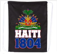 Sac à dos portable en polyester grande capacité pour sports de plein air, motif design national d'Haïti, personnalisable