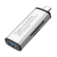 Lector de Tarjetas USB C OTG, Hub Tipo C a Lector de SD y TF con Adaptador de Aluminio USB 3.0