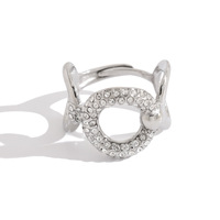 Ensemble de bagues en acier inoxydable plaqué or sous vide, style Instagram européen et américain, avec diamants incrustés, en forme de croissant et de cœur creux