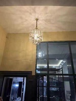 Lustre extérieur à LED tout cuivre Escalier de villa style américain, balcon de jardin, couloir long lustre plafonnier led