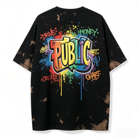 T-shirt personnalisé vintage 100% coton décontracté surdimensionné écologique OEM 260GSM, t-shirts tie-dye imprimés DTF de printemps à grammage lourd