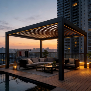 Pergola en aluminium motorisée <span class=keywords><strong>6x3</strong></span> m, pergola bioclimatique, pergola extérieure 7x4,5 avec lames orientables pour <span class=keywords><strong>abri</strong></span> <span class=keywords><strong>de</strong></span> <span class=keywords><strong>jardin</strong></span> en bois - Product Image 2