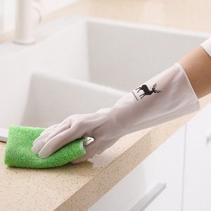 Gants de nettoyage Little Deer imperméables et épais de 31 cm pour la cuisine, la vaisselle et la lessive - Product Image 1