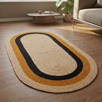 Tapis d'intérieur bohème rond tressé, couleur unie, à poils ras, réversible, moderne, en jute, pour salon, bleu, vert, rose, orange