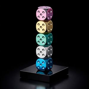 Dés en acrylique électroplaqué brillant à coins arrondis, thème Mahjong créatif, pour fournitures de bar, dés de bonne qualité - Product Image 3