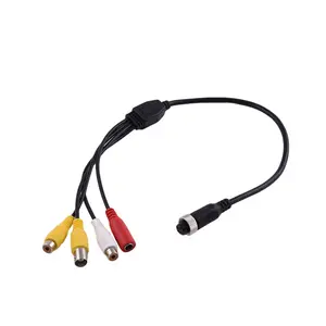 4 Pin M12 Vehicle Electronic Female Aviation Connector Adapter Cable to AV DV BNC