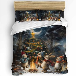 Factory Wholesale High Quality Queen <strong>King</strong> <strong>Size</strong> <strong>Bed</strong> <strong>Comforters</strong> Quilt Sheets <strong>Bed</strong> Set Christmas Design Custom Printed Bedding Set - Product Image 3