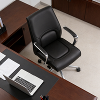 Chaise de bureau exécutive à dossier moyen en cuir, pivotante et ergonomique, mobilier de bureau, ensemble bureau et chaise pour ordinateur