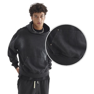 Felpa da <span class=keywords><strong>Uomo</strong></span> di Alta Qualità, 50% Cotone Anti-Restringimento, Corta e Larga, con Colletto a Cappuccio, Vestibilità Ampia, Invernale, Tinta Unita o Stampata, Pullover Imbottito - Product Image 4