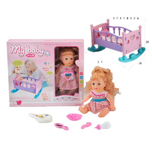 Meilleures ventes Poupée bébé de beauté de 14 pouces qui boit et fait pipi, mains et <span class=keywords><strong>pieds</strong></span> en vinyle, ensemble de poupées pour dormir au lit - Product Image 1
