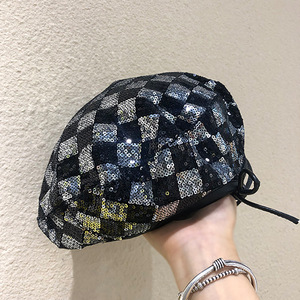 Nueva Boina de Moda Estilo Celebridad <span class=keywords><strong>para</strong></span> Mujer, de Gamuza con Lentejuelas y Cuadros Western, Reversible, Transpirable, <span class=keywords><strong>para</strong></span> Viajes al Aire Libre, Estilo Pintora - Product Image 1