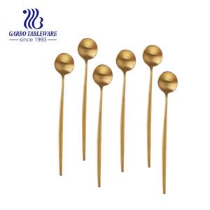 Jieyang usine personnalisé couverts en acier inoxydable <span class=keywords><strong>Portugal</strong></span> Style mat fini or Royal Long manche café Latte cuillère - Product Image 1