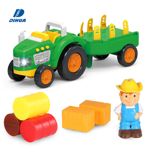 Tracteur agricole jouets avec lumière et musique roue libre tracteur coulissant voiture dessin animé ferme jeu ensemble avec accessoires 7 pièces - Product Image 1