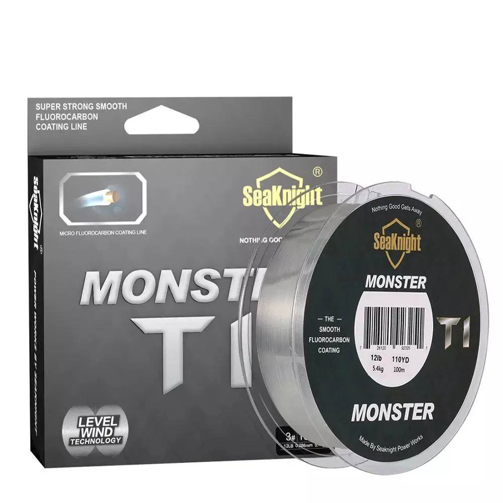 SeaKnight 2019 Novo MONSTRO Chegada T1 100M Linha De Pesca Fluorocarbon 100% Revestimento Do Fluorocarbon Líder Monofilamento Linha de Afundamento