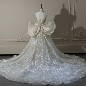 Xs304 Elegant Ivory Mermaid <b>Wedding</b> Dress Crystal Beaded Choker Bodice Lace Train Bridal Gown For Church Ceremony Jancember - Product Image 2