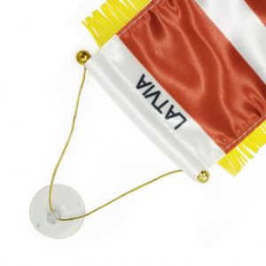 Custom LATIVA Satin Pennant Flag Car Mini Flag <b>Banner</b> with Yellow Tassels - Product Image 2