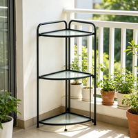 Étagère d'angle triangulaire multi-niveaux pour salle de bain et cuisine, du sol au plafond, en acier au carbone durable, imperméable et élégante