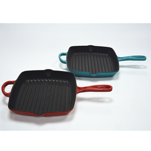 28cm Enamel Coating Cast Iron square Shape <strong>Grill</strong> Frying <strong>Pan</strong> with Dual Handles - Product Image 6