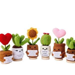 Articles décoratifs de Noël au crochet personnalisables en gros pour la décoration de bureau, plantes de <span class=keywords><strong>cactus</strong></span> en pot - Product Image 5
