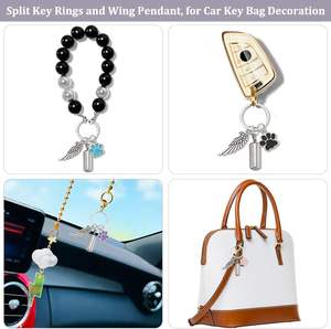 NBEADS 4-delige 4-kleuren legering huisdier as gedenk-sleutelhanger met pootafdruk & engelenvleugels ontwerp voor honden/katten crematie aandenken - Product Image 4