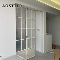 Porte pliante en aluminium AOSTTER de style grille avec panneau de sécurité transparent et amortisseur à fermeture douce pour architecture classique