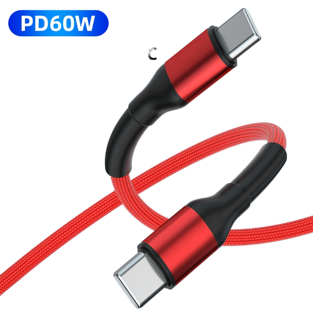 USB C Fast Charging Cable 60W PD Nylon Braided Data Sync Cord Shielding Type C Charge Cable for Android Laptop Tablet