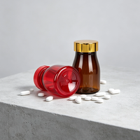 Flacon en plastique PET vide pour médicaments, capsules de vitamines, pilules, avec couvercle à clapet électroplaqué pour compléments de santé