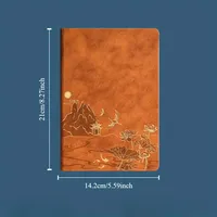 Cuaderno Artístico de Cuero con Tapa Grabada, Set de Bolígrafos con Paisaje Chino, Organizador Personal, Caja de Regalo