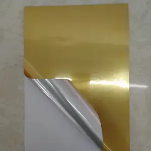 Acrylic Gloss/Matte Vàng Alu-Foil giấy dính với trắng/vàng phát hành lót