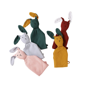 Manta de seguridad de <span class=keywords><strong>conejo</strong></span> para bebé, juguetes <span class=keywords><strong>Doudou</strong></span> con edredón para bebé, 100% algodón orgánico, manta de muselina para dormir - Product Image 1