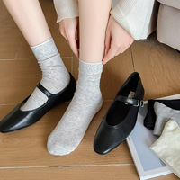 Chaussettes mi-mollet ajourées trèfle à quatre feuilles, en coton blanc crème, fines et respirantes pour femme, printemps-été