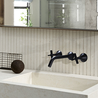 Grifo Mezclador de Lavabo de Pared de Doble Manija con Válvula Oculta de Fábrica Kaiping