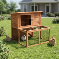 SDR012 Grand clapier à lapins avec nichoir, clapier à cage de canard à caille de lapin à 2 étages avec résistant aux intempéries pour arrière-cour