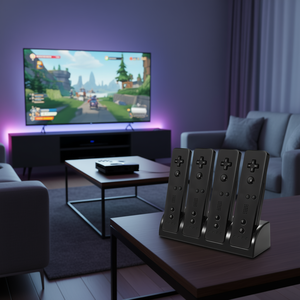Station de charge pour télécommande Nintendo Wii, 4 emplacements, batterie 2800 mAh, indicateur LED, chargeur sans fil 2,4 GHz - Product Image 2