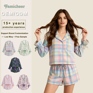 Loose Fit Casual Clothing ODM Custom Womens And Girls Pajama Shorts Set 2 Piece Sets Summer Pajamas For Family Member