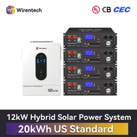 Sistem Cadangan Fotovoltaik 5.12kWh Baterai Rak Dengan Inverter Hybrid 12000W IP22 Penyimpanan Baterai LiFePO4