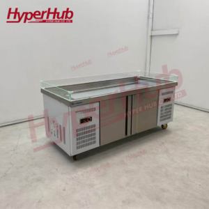Table de présentation mobile sur roulettes en acier inoxydable pour la présentation de crevettes et homards glacés dans les magasins de gros en fruits de mer - Product Image 3