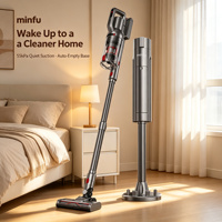Aspirateur balai cyclonique sans fil 2-en-1 portatif avec éclairage LED pour la poussière et station de vidage automatique pour voiture et hôtel