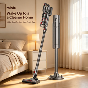 Aspirateur Balai Sans Fil 2-en-1 Portatif avec Éclairage LED Vert pour la Détection de Poussière et Station de Vidange Automatique – Vente en Gros Usine - Product Image 1
