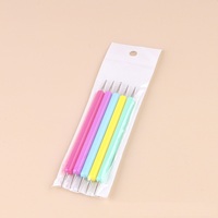 Lot de 5 stylos à points pour nail art portables, manche en perles de cristal, double embout pour dessin, peinture, strass, outils de manucure NAB070