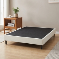Cadre de lit double moderne et minimaliste en tissu avec sommier à lattes, base en métal et bois, tailles Queen et King, pour chambre à coucher et dortoir, Jiangpai Durable